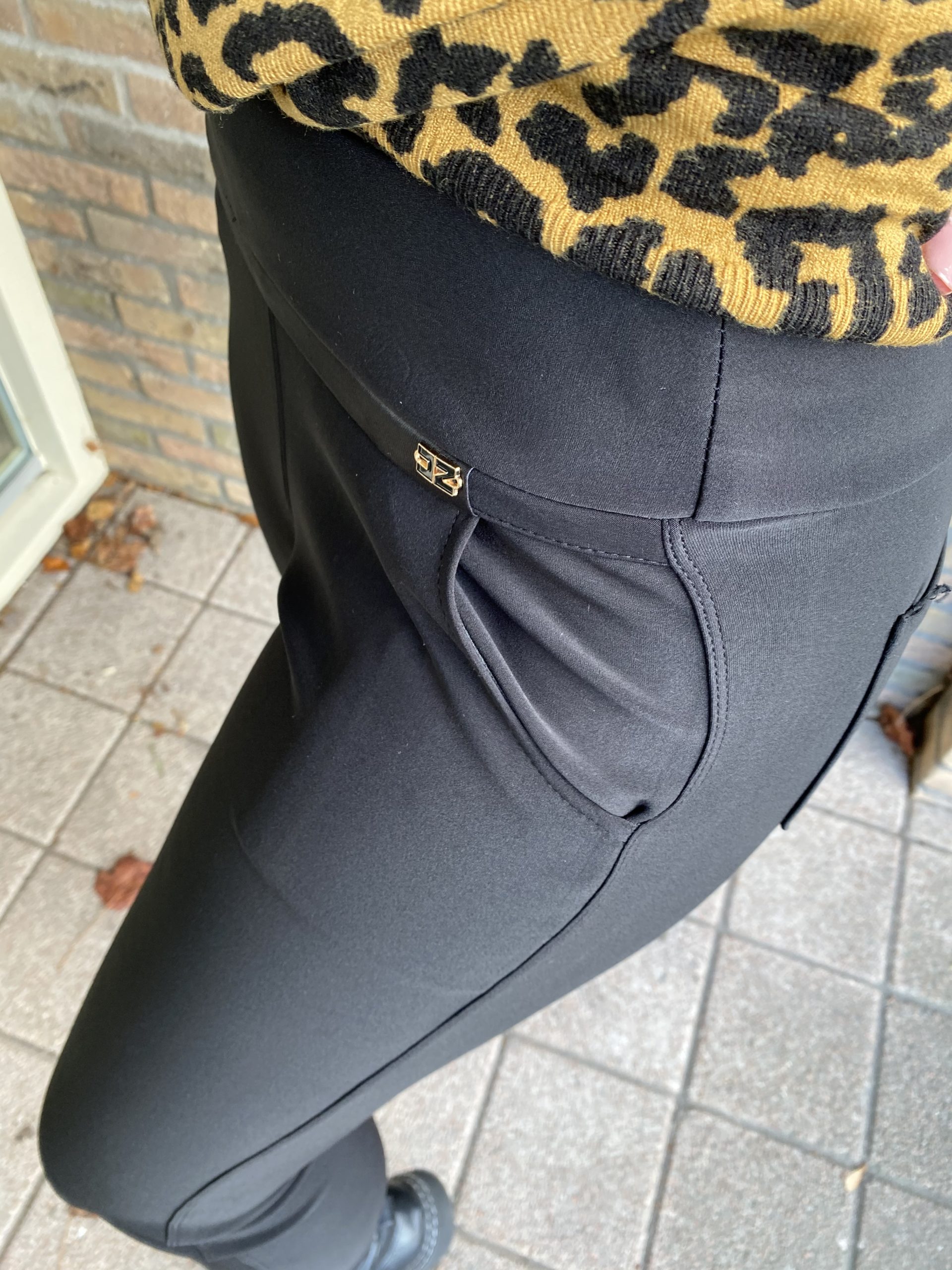 Bijdrage schraper weekend Dames stretch broek/legging yu&me zwart - KK Fashion